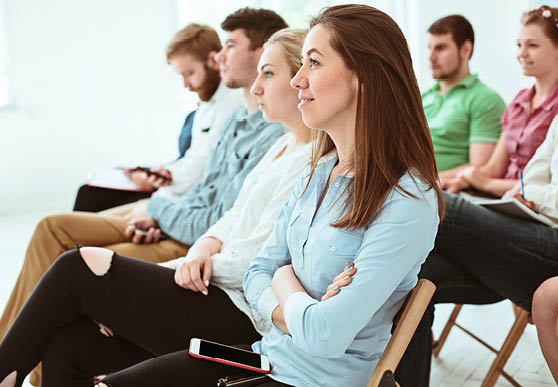 The people at Business Meeting in the empty conference hall. Business and Entrepreneurship concept.